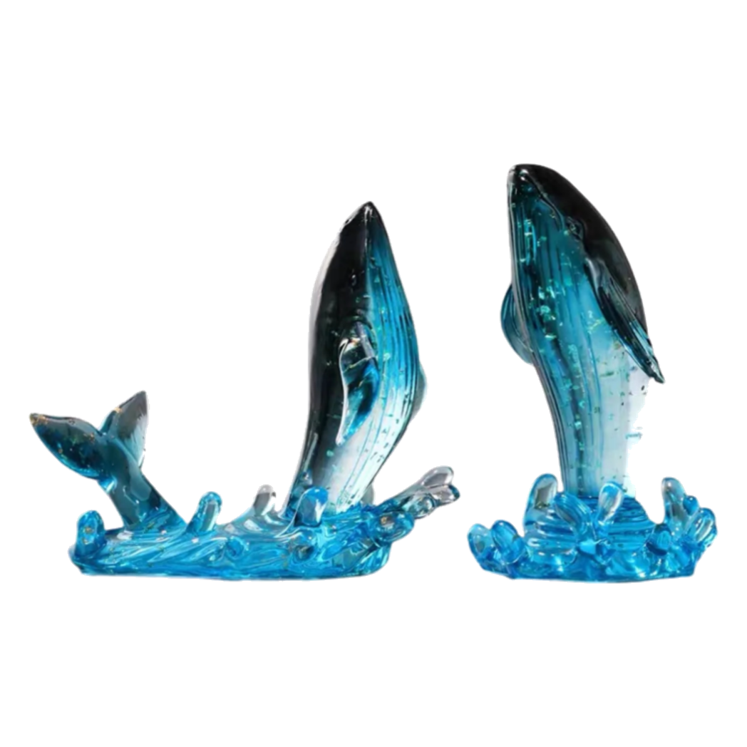Set 2 Tượng Cá Voi Đại Dương - Cristalleries Baleine Azurée-TƯỢNG TRANG TRÍ-CẬU HAI HOME DECOR