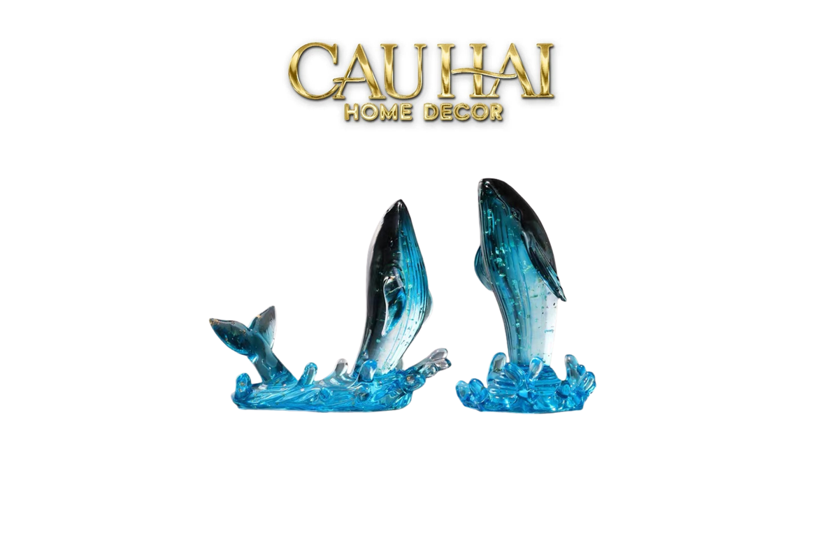 Set 2 Tượng Cá Voi Đại Dương - Cristalleries Baleine Azurée-TƯỢNG TRANG TRÍ-CẬU HAI HOME DECOR