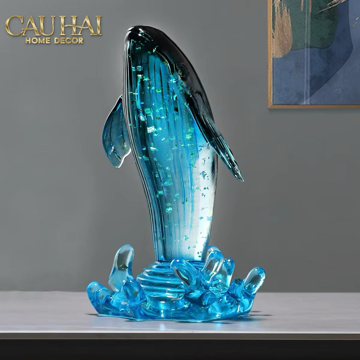Set 2 Tượng Cá Voi Đại Dương - Cristalleries Baleine Azurée-TƯỢNG TRANG TRÍ-CẬU HAI HOME DECOR-CẬU HAI HOME DECOR