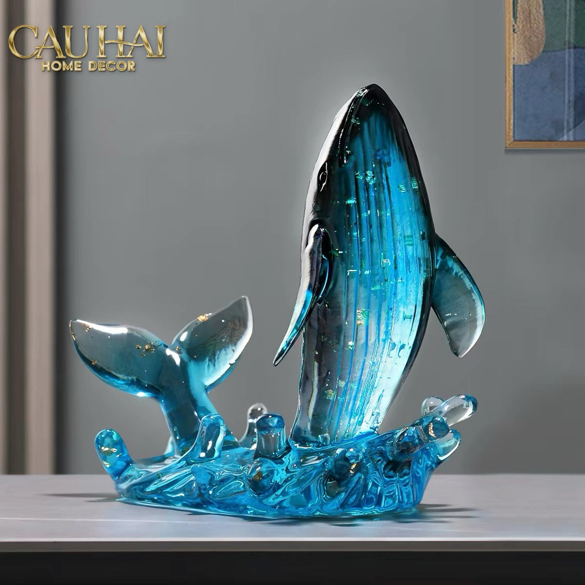 Set 2 Tượng Cá Voi Đại Dương - Cristalleries Baleine Azurée-TƯỢNG TRANG TRÍ-CẬU HAI HOME DECOR-CẬU HAI HOME DECOR