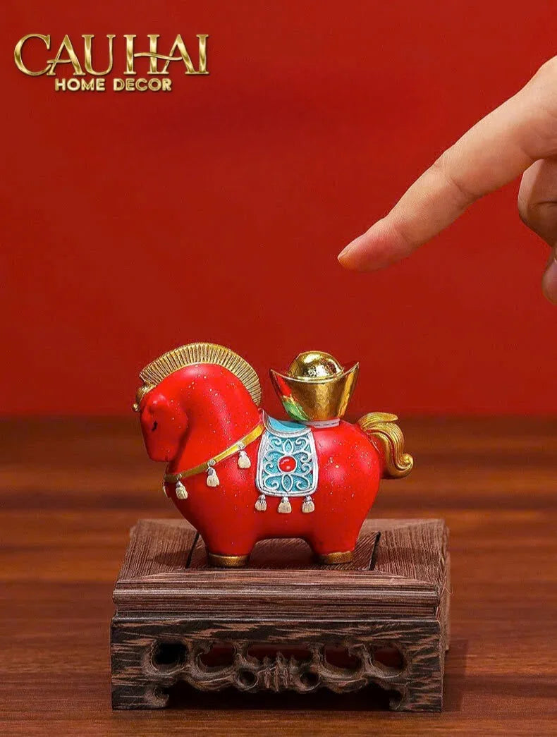 Set 2 Tượng Chu Mã Cát Tường Gift Box-TƯỢNG TRANG TRÍ-CẬU HAI HOME DECOR