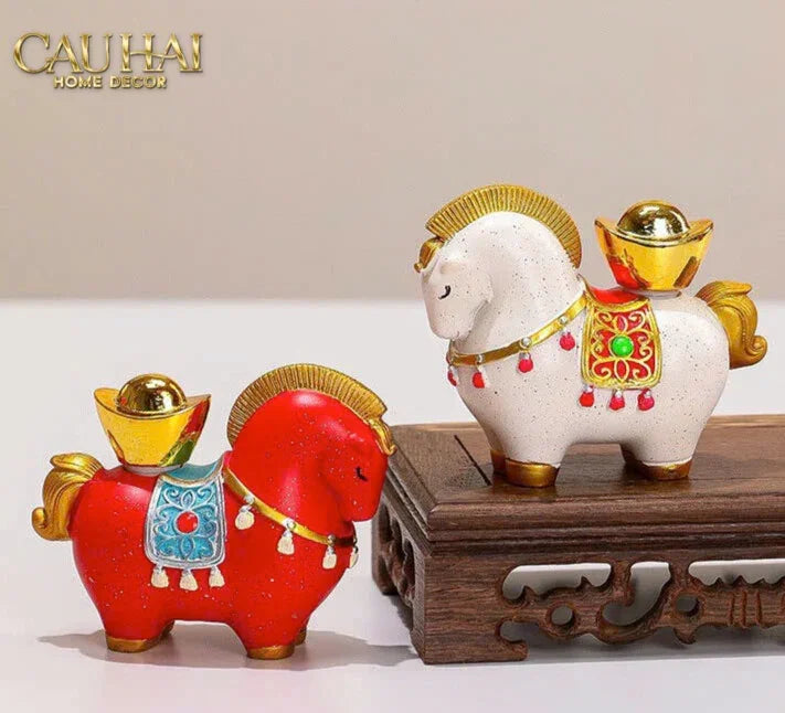 Set 2 Tượng Chu Mã Cát Tường Gift Box-TƯỢNG TRANG TRÍ-CẬU HAI HOME DECOR