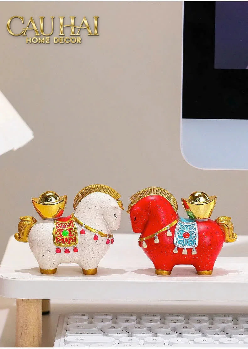 Set 2 Tượng Chu Mã Cát Tường Gift Box-TƯỢNG TRANG TRÍ-CẬU HAI HOME DECOR