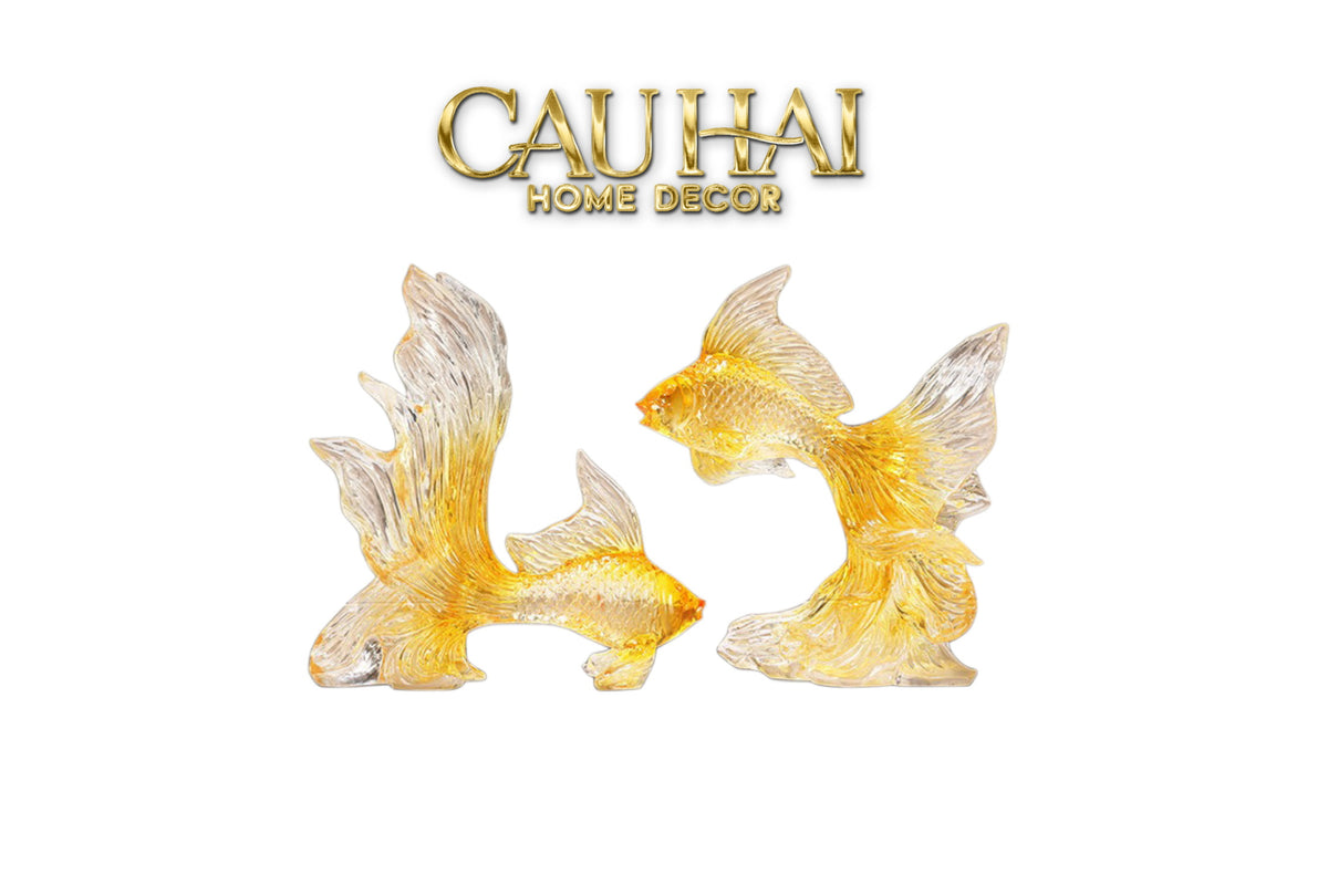 Set 2 Tượng Resin Song Ngư Vượng Phát – Fortune Koi Duo-TƯỢNG TRANG TRÍ-CẬU HAI HOME DECOR
