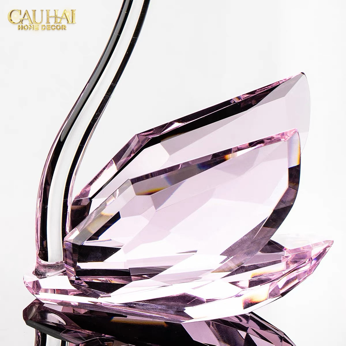 Set 2 Tượng Thiên Nga Pha Lê Trang Trí Crystal Swan Étreinte Rosé 2pcs-Tượng Pha Lê-CẬU HAI HOME DECOR