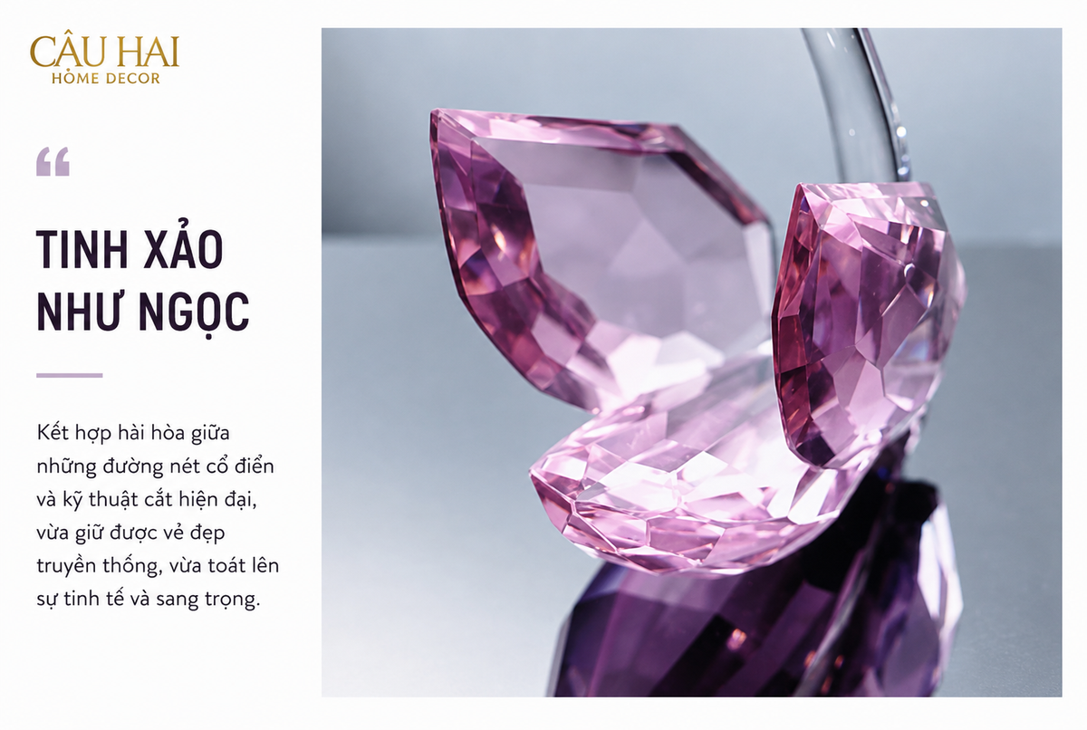 Set 2 Tượng Thiên Nga Pha Lê Trang Trí Crystal Swan Étreinte Rosé 2pcs-Tượng Pha Lê-CẬU HAI HOME DECOR