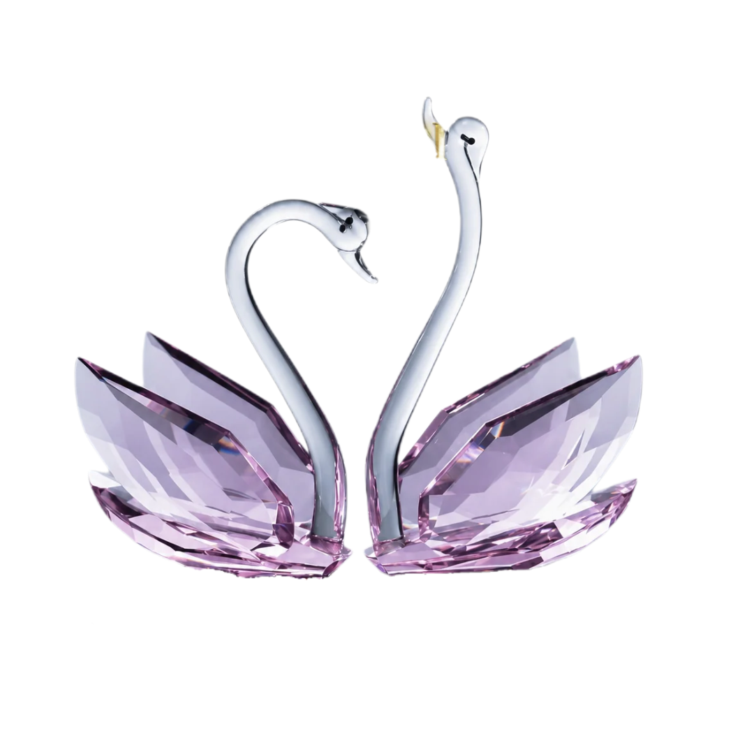 Set 2 Tượng Thiên Nga Pha Lê Trang Trí Crystal Swan Étreinte Rosé 2pcs-Tượng Pha Lê-CẬU HAI HOME DECOR-CẬU HAI HOME DECOR