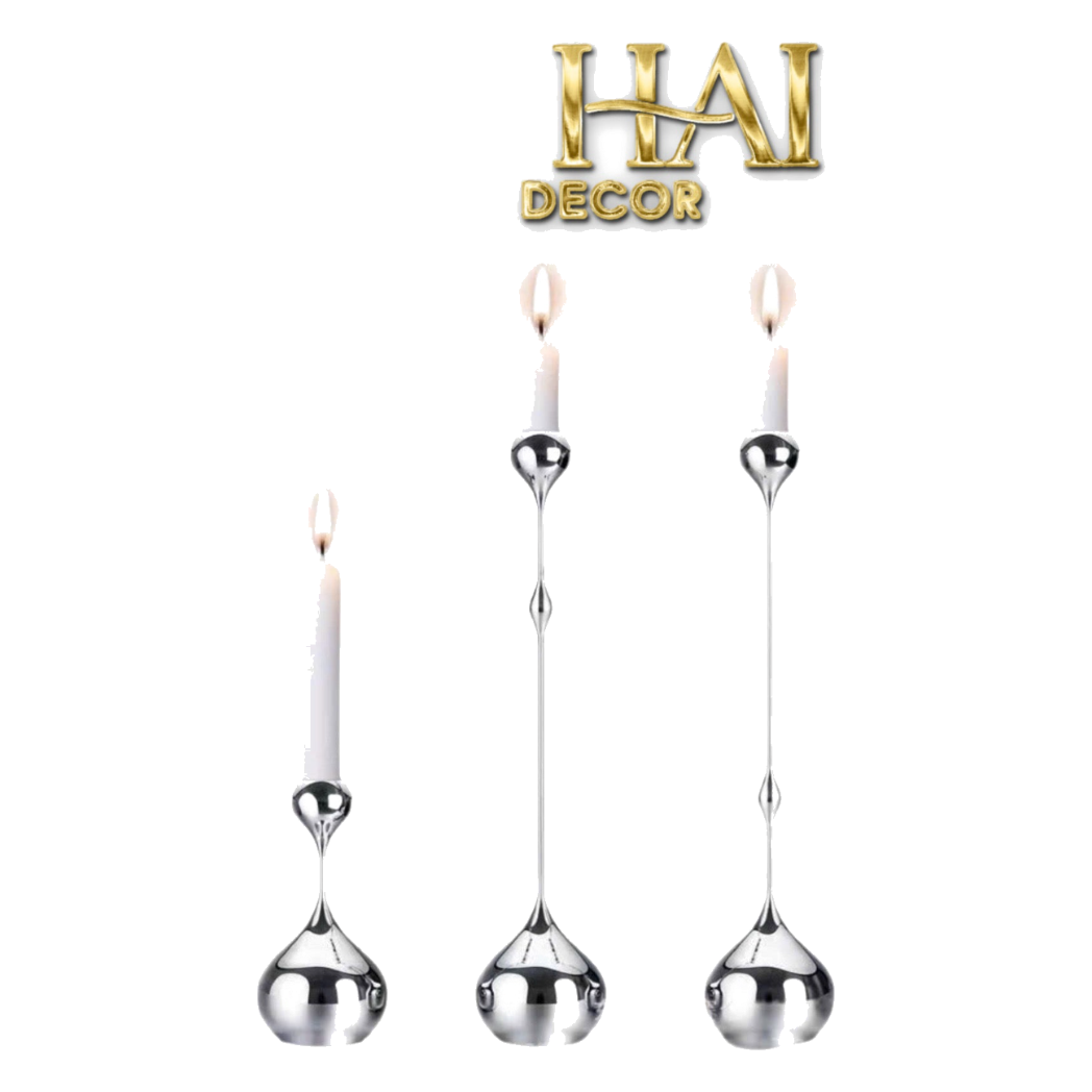 Set 3 Đế Nến Platinum Elysian Triple Candle Holder - CẬU HAI HOME DECOR