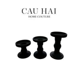 SET 3 ĐẾ NẾN THUỶ TINH ĐEN LACQUERED CRYSTAL