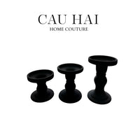 Set 3 Đế Nến Thuỷ Tinh Đen Lacquered Crystal-ĐẾ NẾN-CẬU HAI HOME DECOR