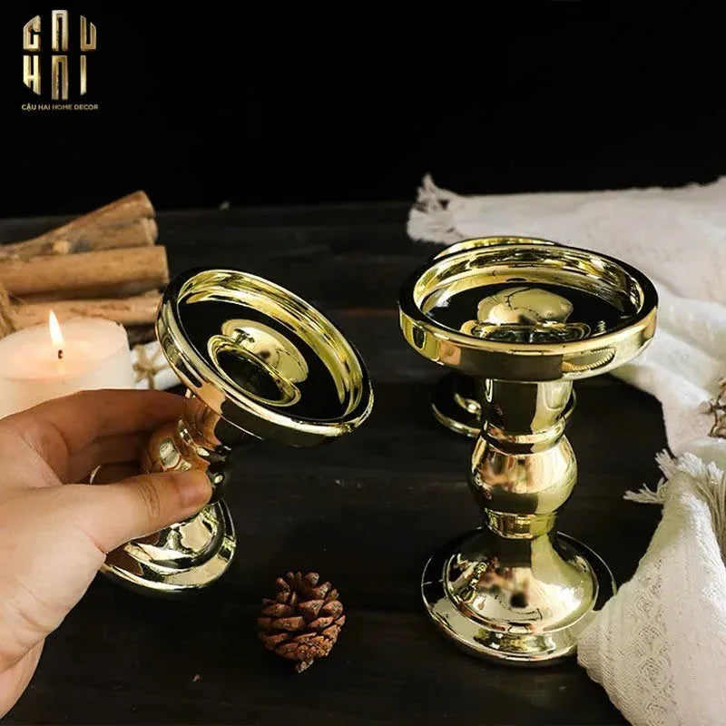 SET 3 ĐẾ NẾN THUỶ TINH GOLD LACQUERED CRYSTAL