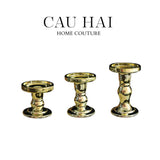 SET 3 ĐẾ NẾN THUỶ TINH GOLD LACQUERED CRYSTAL