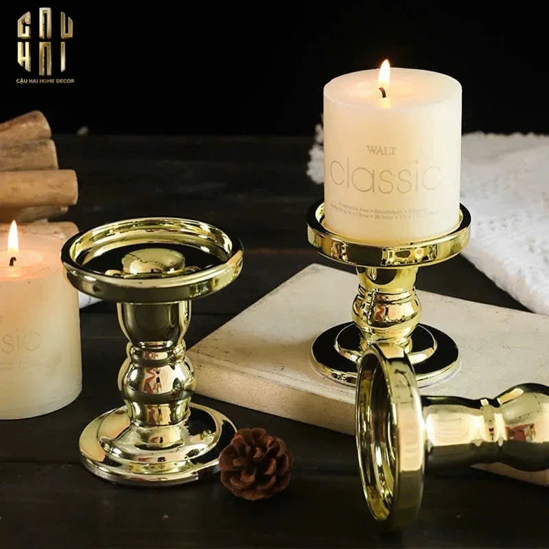 Set 3 Đế Nến Thuỷ Tinh Gold Lacquered Crystal-ĐẾ NẾN-CẬU HAI HOME DECOR