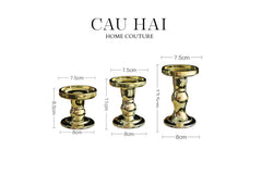 Set 3 Đế Nến Thuỷ Tinh Gold Lacquered Crystal-ĐẾ NẾN-CẬU HAI HOME DECOR