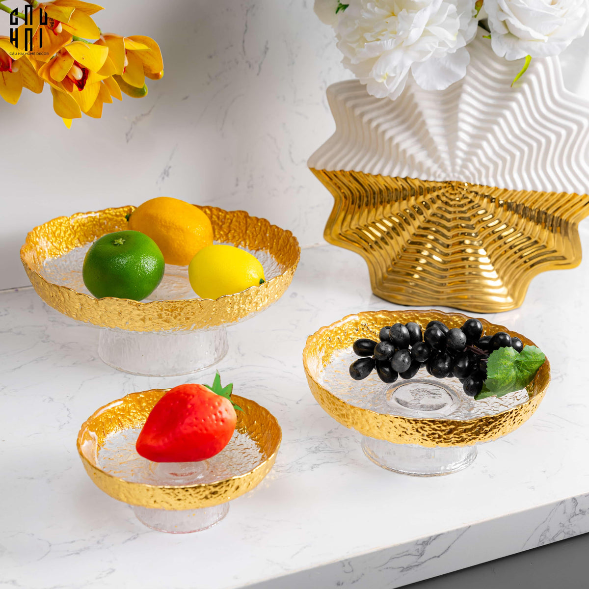 Set 3 Đĩa Trái Cây Thuỷ Tinh Muller Ss25-SET CHÉN DĨA-CẬU HAI HOME DECOR