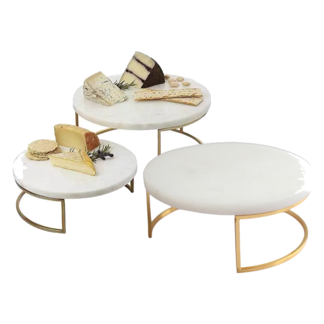 Set 3 Khay Tròn Đá Marble Đế Bánh Arthur Prime Metropolitan Decorative Trays Cake Stand - Cậu Hai Home Decor