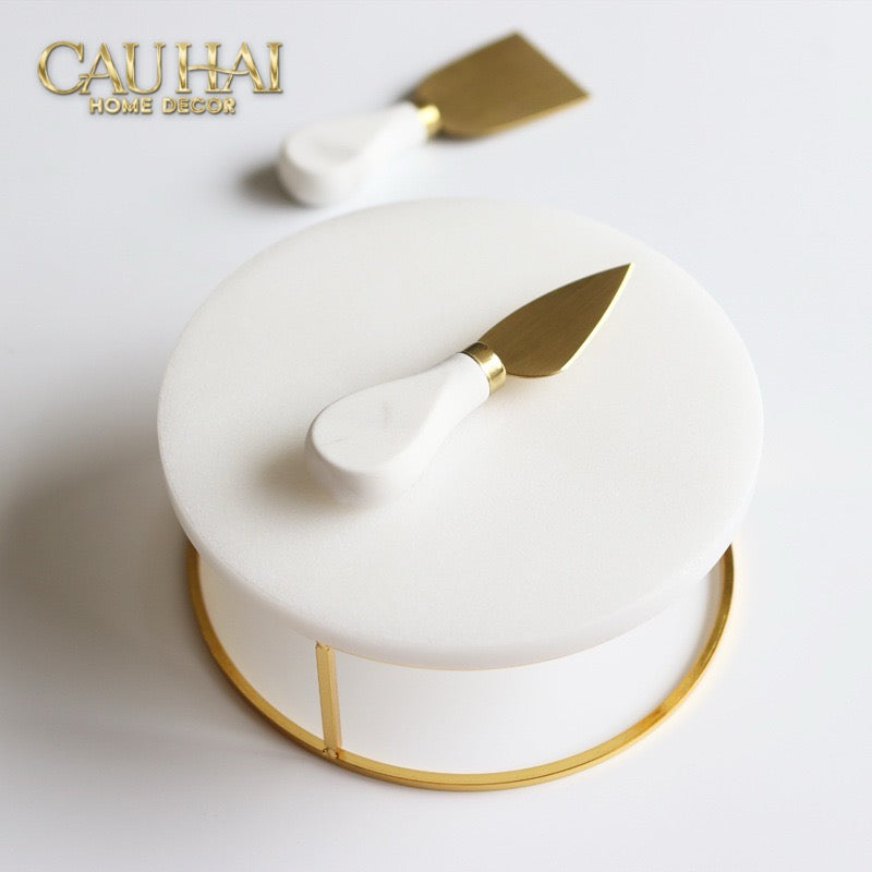 Set 3 Khay Tròn Đá Marble Đế Bánh Arthur Prime Metropolitan Decorative Trays & Cake Stand D17.5 D20 D25-CẬU HAI HOME DECOR