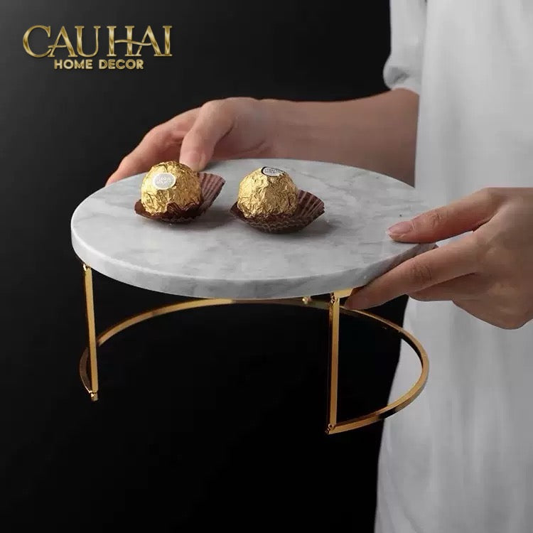 Set 3 Khay Tròn Đá Marble Đế Bánh Arthur Prime Metropolitan Decorative Trays & Cake Stand D17.5 D20 D25-Khay Kệ Tầng-CẬU HAI HOME DECOR