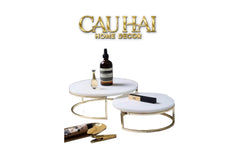 Set 3 Khay Tròn Đá Marble Đế Bánh Arthur Prime Metropolitan Decorative Trays & Cake Stand D17.5 D20 D25-CẬU HAI HOME DECOR