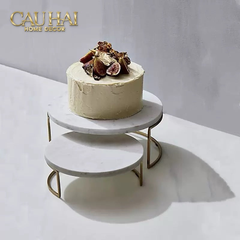 Set 3 Khay Tròn Đá Marble Đế Bánh Arthur Prime Metropolitan Decorative Trays & Cake Stand D17.5 D20 D25-Khay Kệ Tầng-CẬU HAI HOME DECOR
