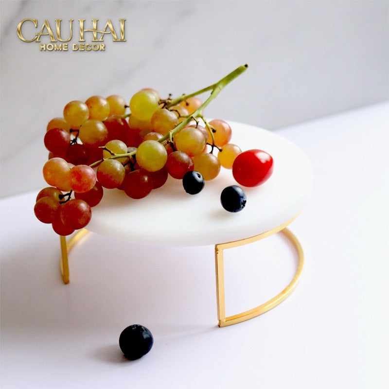 Set 3 Khay Tròn Đá Marble Đế Bánh Arthur Prime Metropolitan Decorative Trays & Cake Stand D17.5 D20 D25-Khay Kệ Tầng-CẬU HAI HOME DECOR