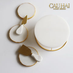 Set 3 Khay Tròn Đá Marble Đế Bánh Arthur Prime Metropolitan Decorative Trays & Cake Stand D17.5 D20 D25-CẬU HAI HOME DECOR