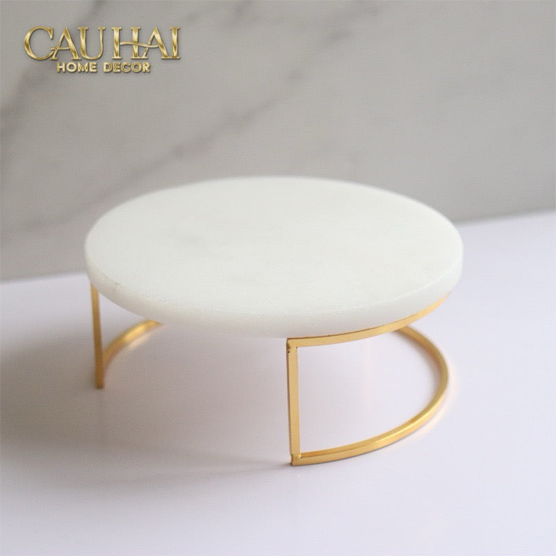 Set 3 Khay Tròn Đá Marble Đế Bánh Arthur Prime Metropolitan Decorative Trays & Cake Stand D17.5 D20 D25-Khay Kệ Tầng-CẬU HAI HOME DECOR