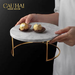 Set 3 Khay Tròn Đá Marble Đế Bánh Arthur Prime Metropolitan Decorative Trays & Cake Stand D17.5 D20 D25-CẬU HAI HOME DECOR