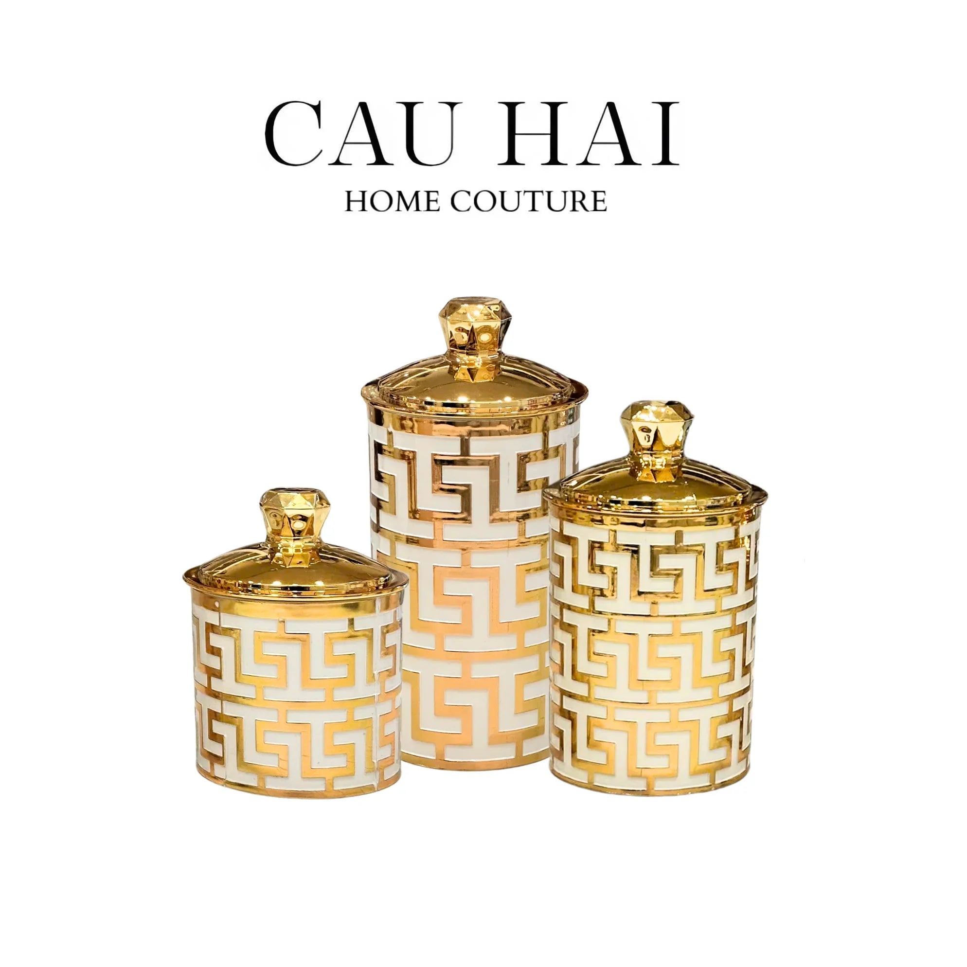 SET 3 LỌ PANTRY ACRY - ÉCLAT GREEK KEY