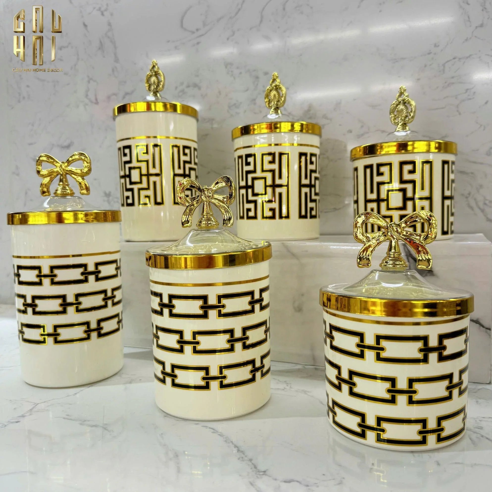 Set 3 Lọ Pantry Acry - Luxe Chain Of Grace-HŨ TRANG TRÍ-CẬU HAI HOME DECOR
