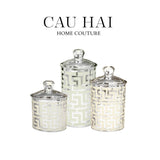 SET 3 LỌ PANTRY ACRY - PLATINUM GREEK KEY