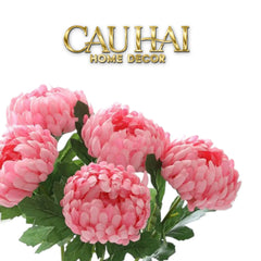 Set 5 Cành Hoa Cúc Mẫu Đơn Peony Đỏ/Hồng/Vàng/Cam-Hoa Lụa-CẬU HAI HOME DECOR