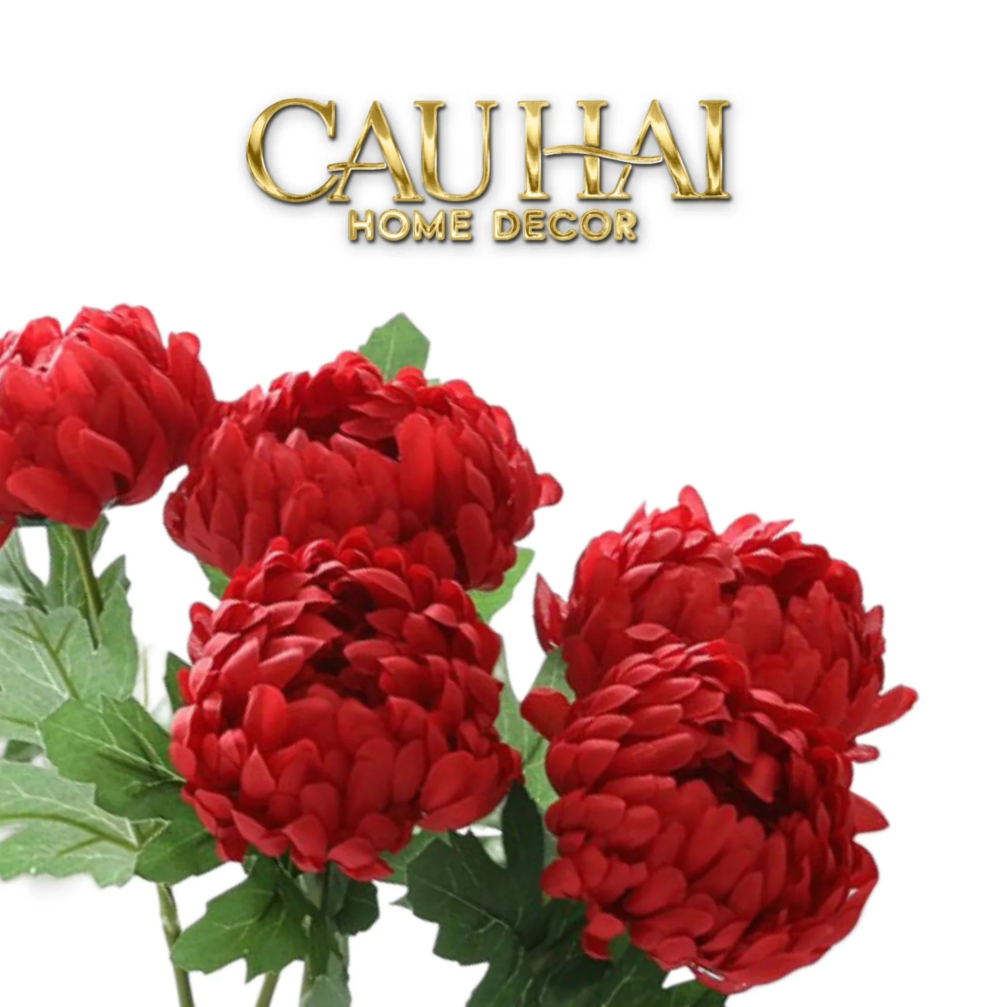 Set 5 Cành Hoa Cúc Mẫu Đơn Peony Đỏ/Hồng/Vàng/Cam-Hoa Lụa-CẬU HAI HOME DECOR