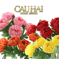 Set 5 Cành Hoa Cúc Mẫu Đơn Peony Đỏ/Hồng/Vàng/Cam-Hoa Lụa-CẬU HAI HOME DECOR