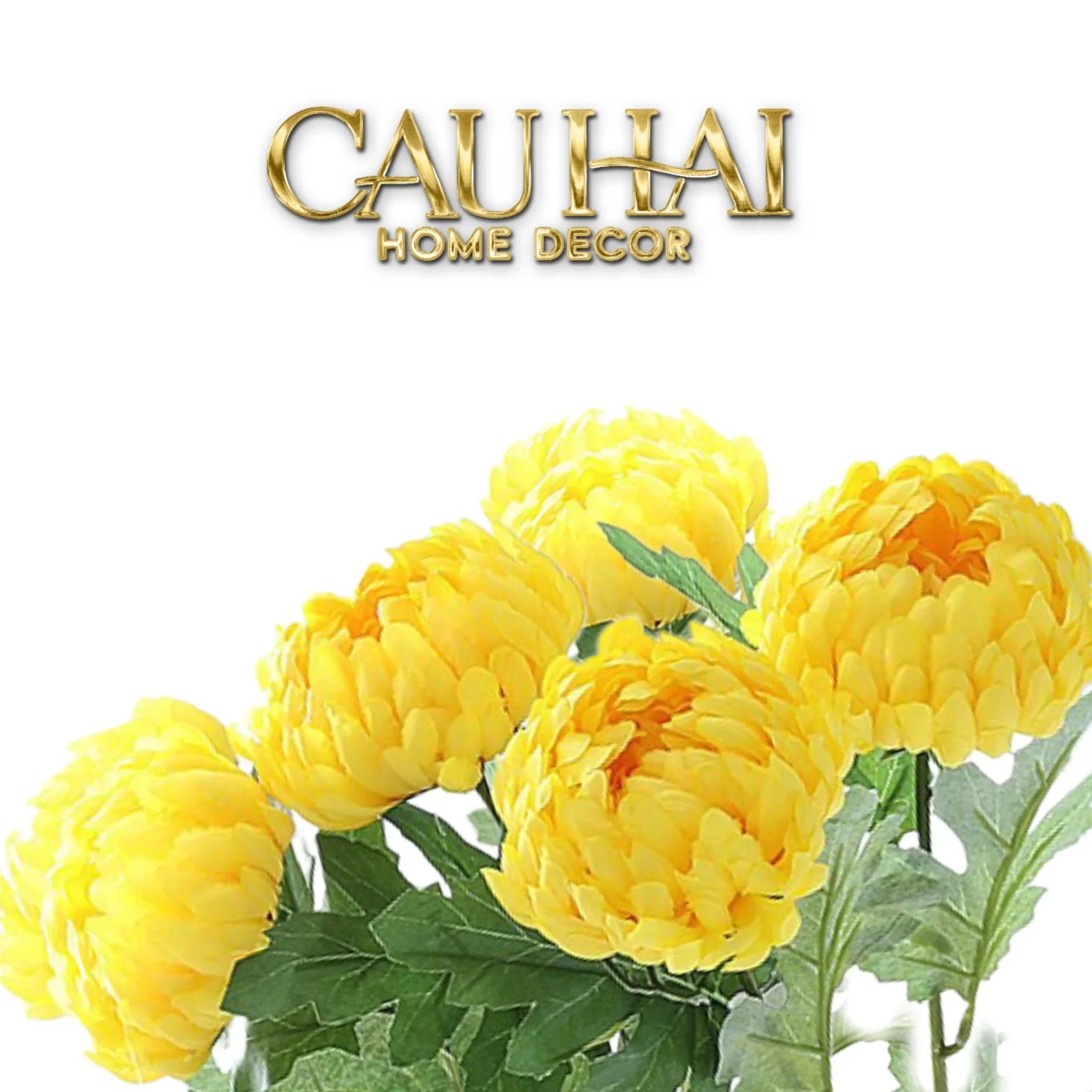Set 5 Cành Hoa Cúc Mẫu Đơn Peony Đỏ/Hồng/Vàng/Cam-Hoa Lụa-CẬU HAI HOME DECOR