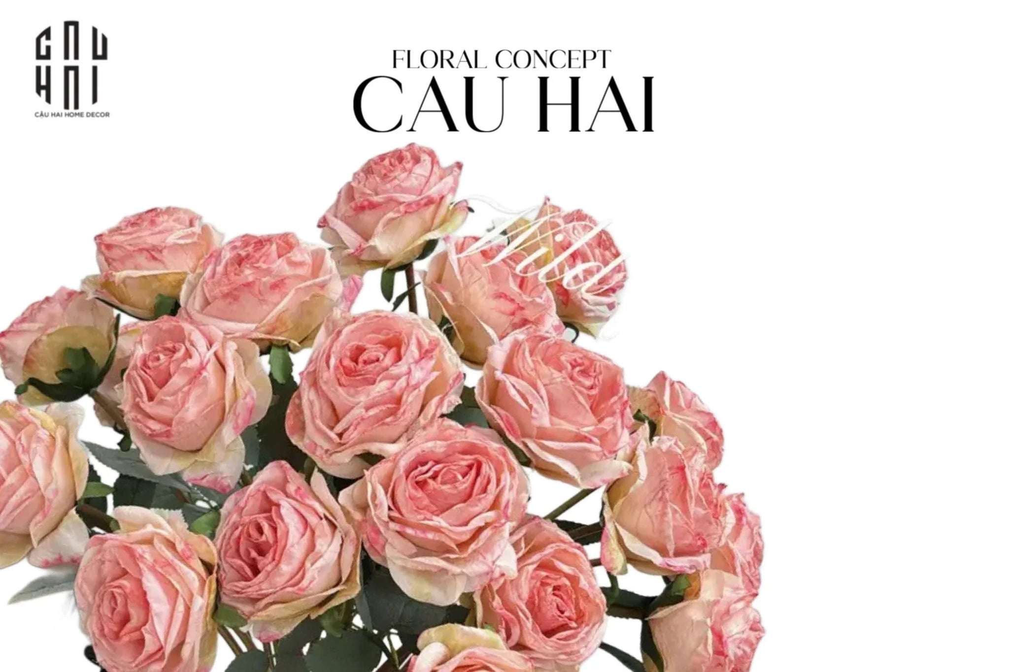 SET 5 CÀNH HOA HỒNG MONET GARDEN ROSE-CẬU HAI HOME DECOR