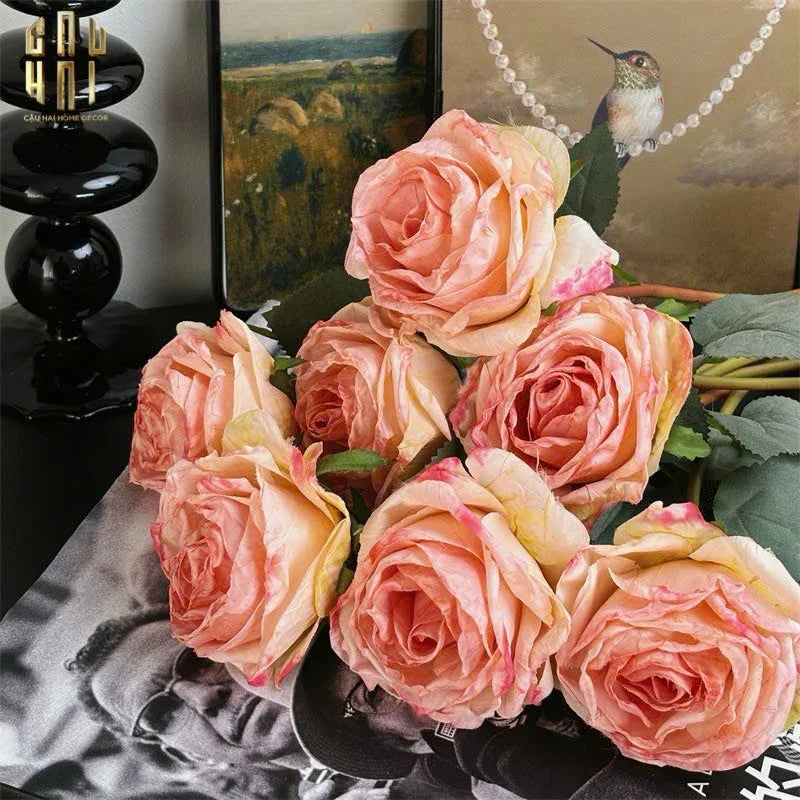 SET 5 CÀNH HOA HỒNG MONET GARDEN ROSE-CẬU HAI HOME DECOR