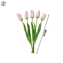 Set 5 Cành Hoa Tulip Hồng Nhạt 46Cm-Hoa Lụa-CẬU HAI HOME DECOR