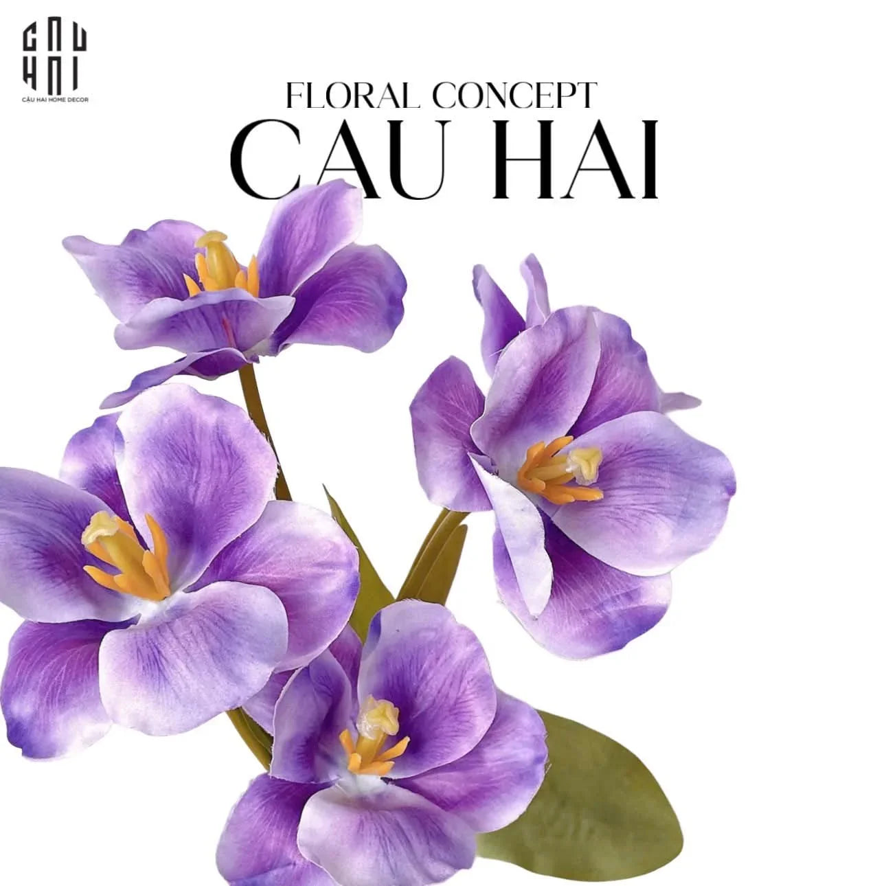 Set 5 Cành Hoa Tulip Nở - Tím - CẬU HAI HOME DECOR
