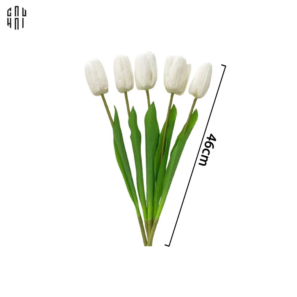 SET 5 CÀNH HOA TULIP TRẮNG 46CM