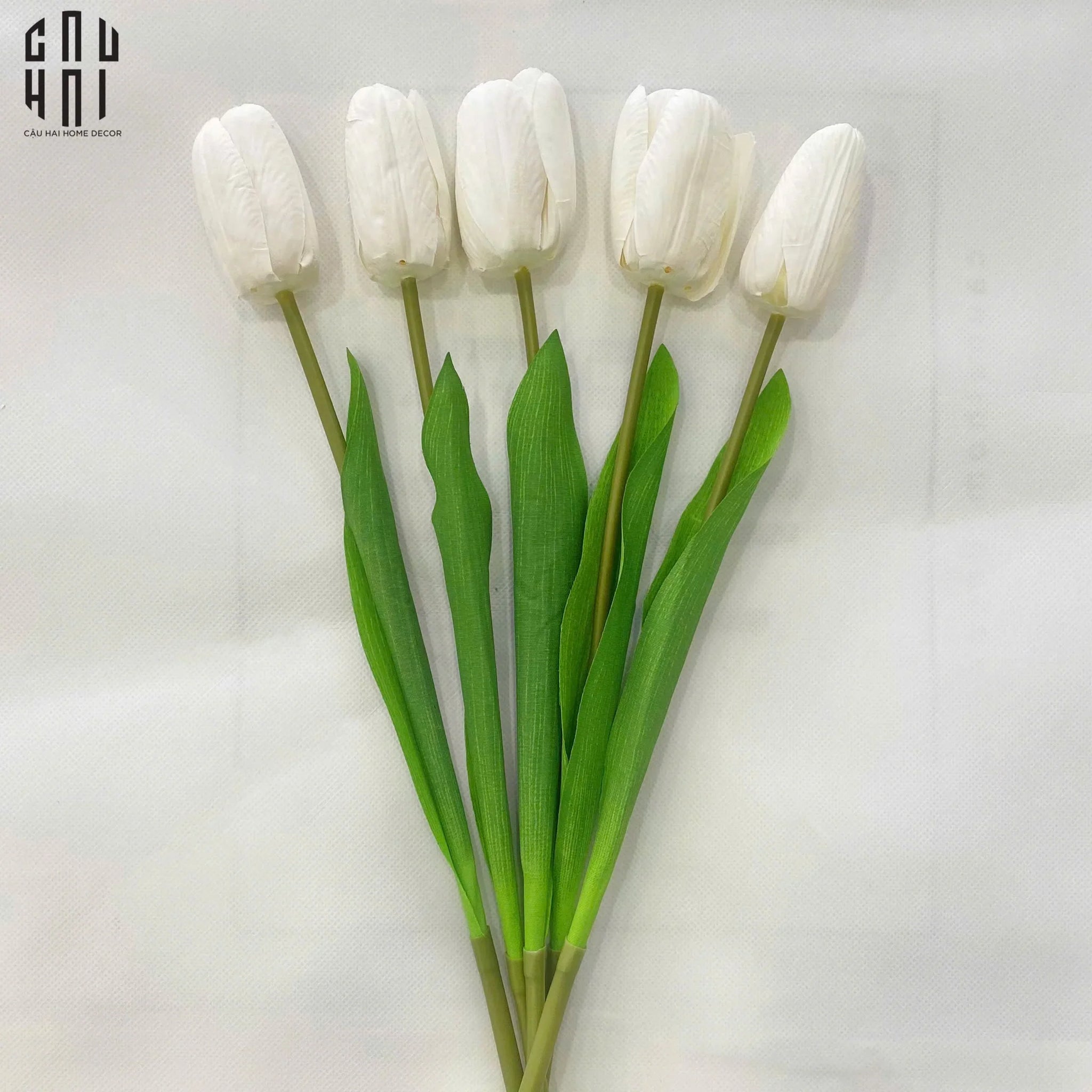 SET 5 CÀNH HOA TULIP TRẮNG 46CM