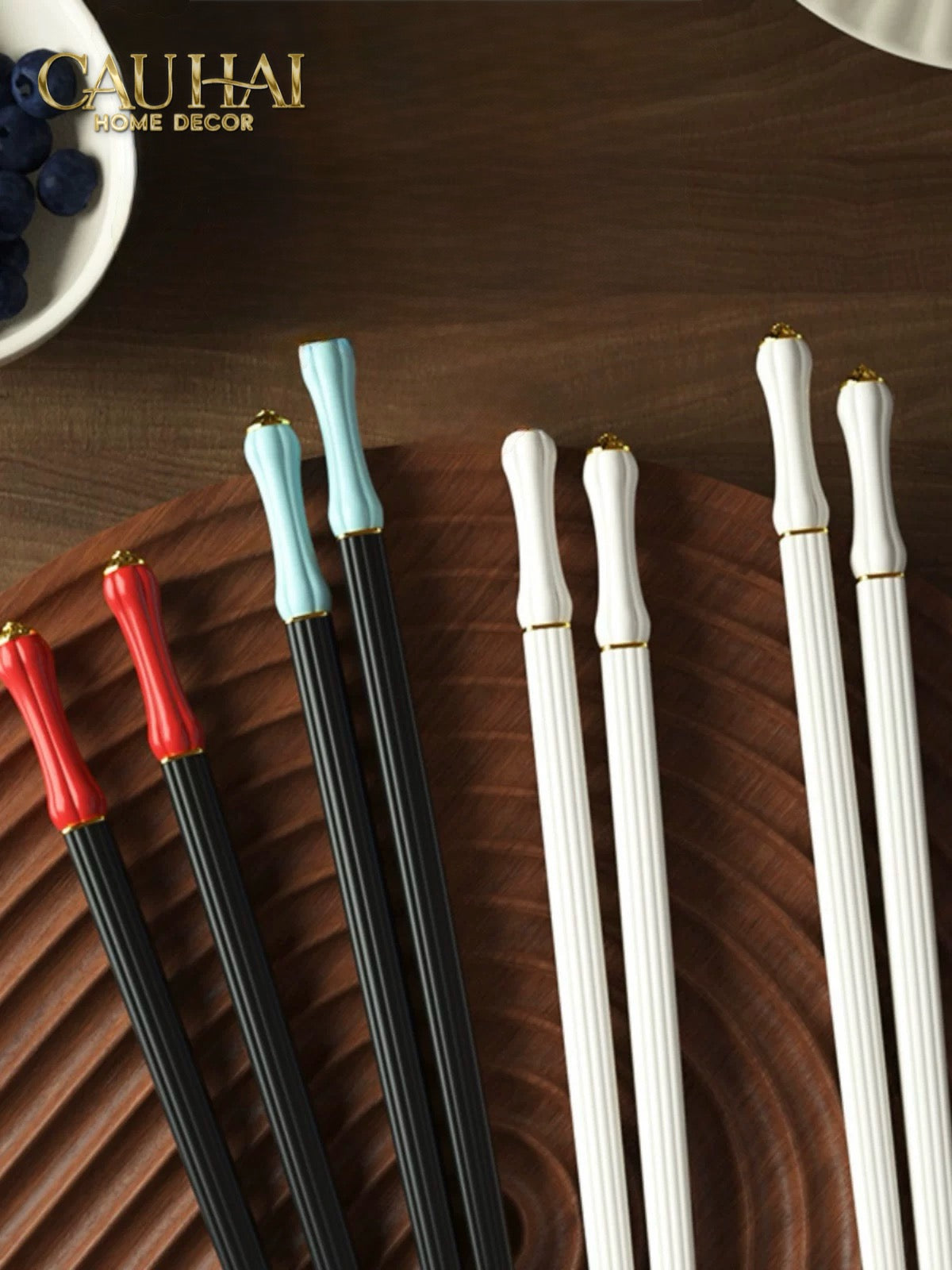 Set 5 Đôi Đũa Sợi Thuỷ Tinh Azure Classic PET Chopsticks 24cm-Dinner Cutlery Set Dao Muỗng Nĩa-CẬU HAI HOME DECOR