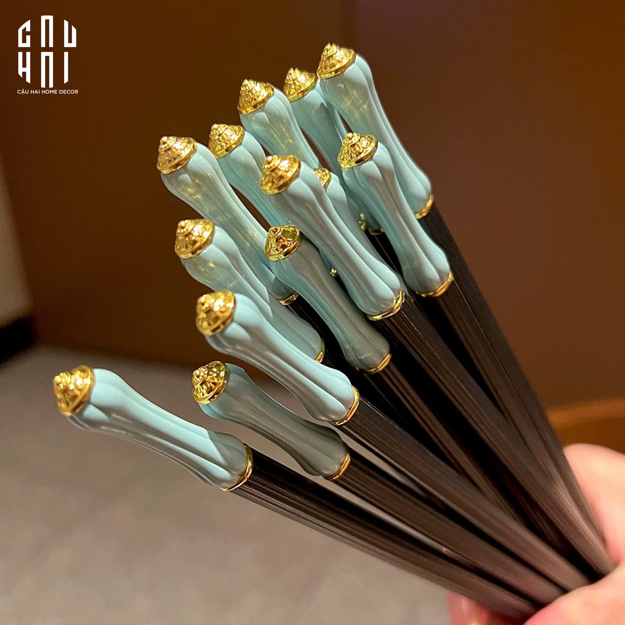 Set 5 Đôi Đũa Sợi Thuỷ Tinh Azure Classic PET Chopsticks 24cm-Dinner Cutlery Set Dao Muỗng Nĩa-CẬU HAI HOME DECOR