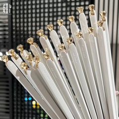 Set 5 Đôi Đũa Sợi Thuỷ Tinh - Diamond Gold Antibacterial Chopsticks 24cm-Dinner Cutlery Set Dao Muỗng Nĩa-CẬU HAI HOME DECOR