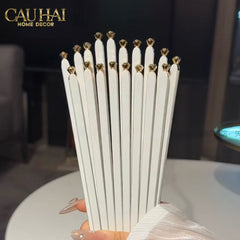 Set 5 Đôi Đũa Sợi Thuỷ Tinh - Diamond Gold Antibacterial Chopsticks 24cm-Dinner Cutlery Set Dao Muỗng Nĩa-CẬU HAI HOME DECOR