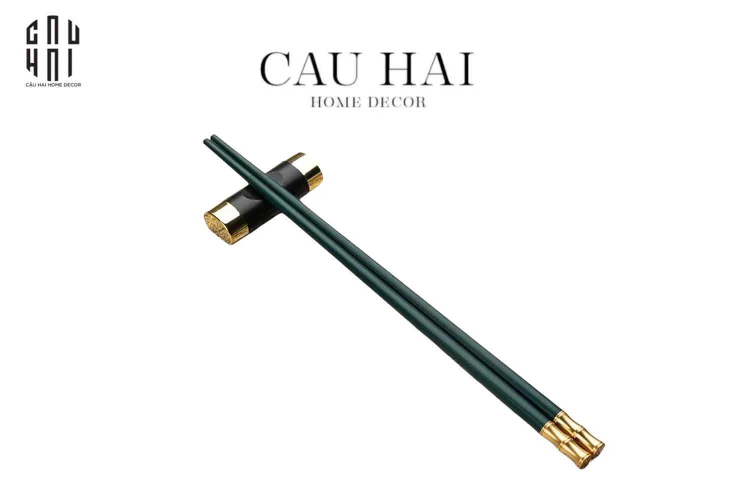 Set 5 Đôi Đũa Sợi Thuỷ Tinh - Emerald Golden Bamboo Chopsticks 24cm-Dinner Cutlery Set Dao Muỗng Nĩa-CẬU HAI HOME DECOR