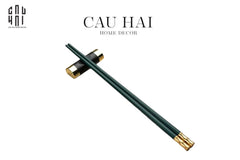 Set 5 Đôi Đũa Sợi Thuỷ Tinh - Emerald Golden Bamboo Chopsticks 24cm-Dinner Cutlery Set Dao Muỗng Nĩa-CẬU HAI HOME DECOR