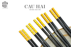 Set 5 Đôi Đũa Sợi Thuỷ Tinh - Facetté Gold Chopsticks 27cm-Dinner Cutlery Set Dao Muỗng Nĩa-CẬU HAI HOME DECOR