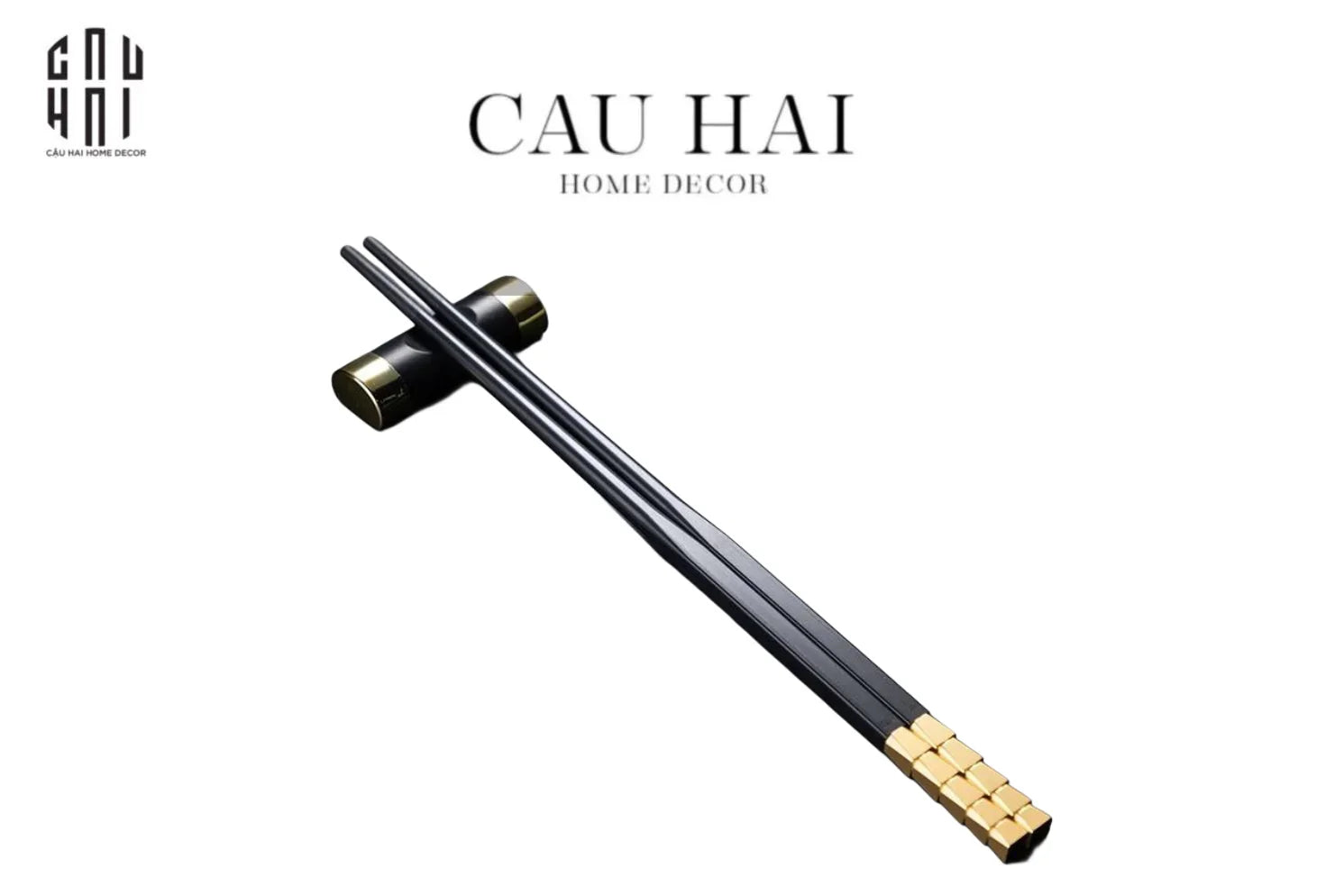 Set 5 Đôi Đũa Sợi Thuỷ Tinh - Facetté Gold Chopsticks 27cm-Dinner Cutlery Set Dao Muỗng Nĩa-CẬU HAI HOME DECOR