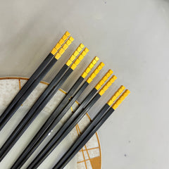 Set 5 Đôi Đũa Sợi Thuỷ Tinh - Facetté Gold Chopsticks 27cm-Dinner Cutlery Set Dao Muỗng Nĩa-CẬU HAI HOME DECOR